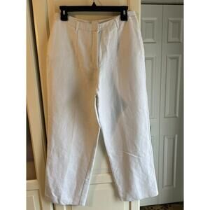 Women’s Emma James White Linen,high waist,lined Pants nautical, beach, SZ 12 P